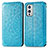 Leather Case Stands Fashionable Pattern Flip Cover Holder S01D for OnePlus 9 5G Blue