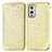 Leather Case Stands Fashionable Pattern Flip Cover Holder S01D for OnePlus 9 5G Gold