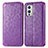 Leather Case Stands Fashionable Pattern Flip Cover Holder S01D for OnePlus 9 5G Purple