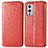 Leather Case Stands Fashionable Pattern Flip Cover Holder S01D for OnePlus 9 5G Red