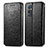 Leather Case Stands Fashionable Pattern Flip Cover Holder S01D for OnePlus 9 Pro 5G Black