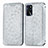 Leather Case Stands Fashionable Pattern Flip Cover Holder S01D for Oppo A16 Silver