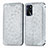 Leather Case Stands Fashionable Pattern Flip Cover Holder S01D for Oppo A16s Silver