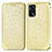 Leather Case Stands Fashionable Pattern Flip Cover Holder S01D for Oppo A54s Gold
