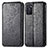 Leather Case Stands Fashionable Pattern Flip Cover Holder S01D for Oppo A55S 5G Black