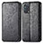 Leather Case Stands Fashionable Pattern Flip Cover Holder S01D for Oppo F19 Black