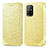 Leather Case Stands Fashionable Pattern Flip Cover Holder S01D for Oppo F19 Pro+ Plus 5G Gold