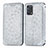 Leather Case Stands Fashionable Pattern Flip Cover Holder S01D for Oppo F19s Silver