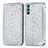 Leather Case Stands Fashionable Pattern Flip Cover Holder S01D for Oppo K9 Pro 5G Silver