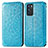 Leather Case Stands Fashionable Pattern Flip Cover Holder S01D for Oppo Reno6 5G Blue