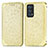 Leather Case Stands Fashionable Pattern Flip Cover Holder S01D for Oppo Reno6 Pro 5G Gold