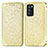 Leather Case Stands Fashionable Pattern Flip Cover Holder S01D for Oppo Reno6 Pro 5G India Gold