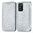 Leather Case Stands Fashionable Pattern Flip Cover Holder S01D for Oppo Reno6 Pro 5G India Silver