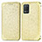 Leather Case Stands Fashionable Pattern Flip Cover Holder S01D for Realme 8 5G Gold