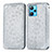 Leather Case Stands Fashionable Pattern Flip Cover Holder S01D for Realme 9 4G Silver