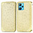 Leather Case Stands Fashionable Pattern Flip Cover Holder S01D for Realme 9 5G Gold