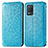 Leather Case Stands Fashionable Pattern Flip Cover Holder S01D for Realme 9 5G India Blue