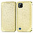 Leather Case Stands Fashionable Pattern Flip Cover Holder S01D for Realme C20A Gold