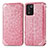 Leather Case Stands Fashionable Pattern Flip Cover Holder S01D for Realme Q3t 5G Rose Gold