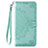 Leather Case Stands Fashionable Pattern Flip Cover Holder S01D for Samsung Galaxy A02 Green