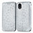 Leather Case Stands Fashionable Pattern Flip Cover Holder S01D for Samsung Galaxy A03 Core Silver