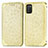 Leather Case Stands Fashionable Pattern Flip Cover Holder S01D for Samsung Galaxy A03s Gold