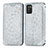 Leather Case Stands Fashionable Pattern Flip Cover Holder S01D for Samsung Galaxy A03s Silver