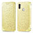 Leather Case Stands Fashionable Pattern Flip Cover Holder S01D for Samsung Galaxy A11 Gold