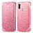 Leather Case Stands Fashionable Pattern Flip Cover Holder S01D for Samsung Galaxy A11 Rose Gold