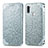 Leather Case Stands Fashionable Pattern Flip Cover Holder S01D for Samsung Galaxy A11 Silver