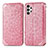 Leather Case Stands Fashionable Pattern Flip Cover Holder S01D for Samsung Galaxy A13 4G Rose Gold