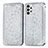 Leather Case Stands Fashionable Pattern Flip Cover Holder S01D for Samsung Galaxy A13 4G Silver