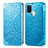 Leather Case Stands Fashionable Pattern Flip Cover Holder S01D for Samsung Galaxy A21s Blue
