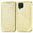 Leather Case Stands Fashionable Pattern Flip Cover Holder S01D for Samsung Galaxy A22 4G Gold