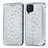 Leather Case Stands Fashionable Pattern Flip Cover Holder S01D for Samsung Galaxy A22 4G Silver