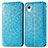 Leather Case Stands Fashionable Pattern Flip Cover Holder S01D for Samsung Galaxy A22 5G SC-56B Blue