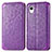 Leather Case Stands Fashionable Pattern Flip Cover Holder S01D for Samsung Galaxy A22 5G SC-56B Purple