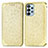 Leather Case Stands Fashionable Pattern Flip Cover Holder S01D for Samsung Galaxy A23 4G Gold
