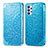 Leather Case Stands Fashionable Pattern Flip Cover Holder S01D for Samsung Galaxy A32 4G Blue