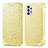 Leather Case Stands Fashionable Pattern Flip Cover Holder S01D for Samsung Galaxy A32 4G Gold