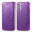 Leather Case Stands Fashionable Pattern Flip Cover Holder S01D for Samsung Galaxy A32 4G Purple