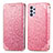Leather Case Stands Fashionable Pattern Flip Cover Holder S01D for Samsung Galaxy A32 5G Rose Gold