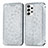 Leather Case Stands Fashionable Pattern Flip Cover Holder S01D for Samsung Galaxy A33 5G Silver