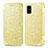 Leather Case Stands Fashionable Pattern Flip Cover Holder S01D for Samsung Galaxy A51 5G Gold