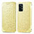 Leather Case Stands Fashionable Pattern Flip Cover Holder S01D for Samsung Galaxy A52 5G Gold