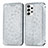 Leather Case Stands Fashionable Pattern Flip Cover Holder S01D for Samsung Galaxy A53 5G Silver