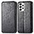 Leather Case Stands Fashionable Pattern Flip Cover Holder S01D for Samsung Galaxy A73 5G Black