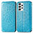Leather Case Stands Fashionable Pattern Flip Cover Holder S01D for Samsung Galaxy A73 5G Blue