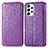 Leather Case Stands Fashionable Pattern Flip Cover Holder S01D for Samsung Galaxy A73 5G Purple