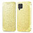 Leather Case Stands Fashionable Pattern Flip Cover Holder S01D for Samsung Galaxy F62 5G Gold